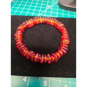 Vtg unisex real amber bracelet stretch